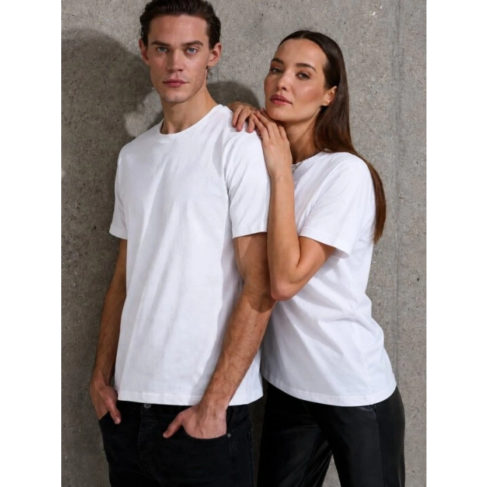 Unisex Kısa Kollu Bisiklet Yaka Basic Viskon Bluz