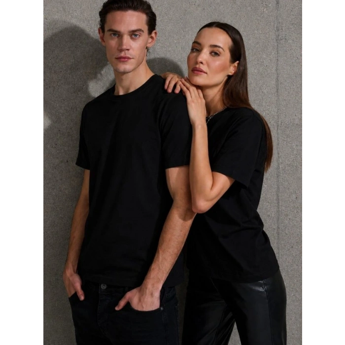 Unisex Kısa Kollu Bisiklet Yaka Basic Viskon Bluz