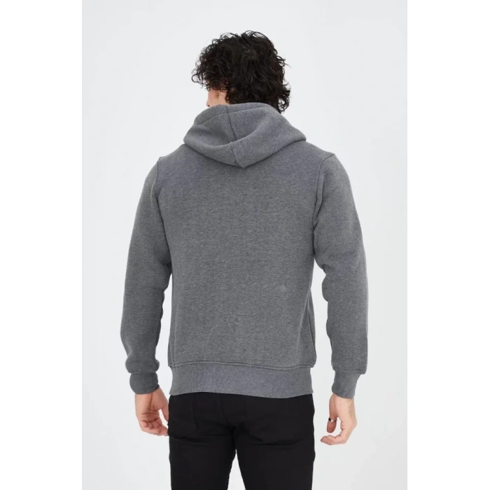 Unisex Tam Fermuarlı Kapşonlu  SweatShirt - Füme