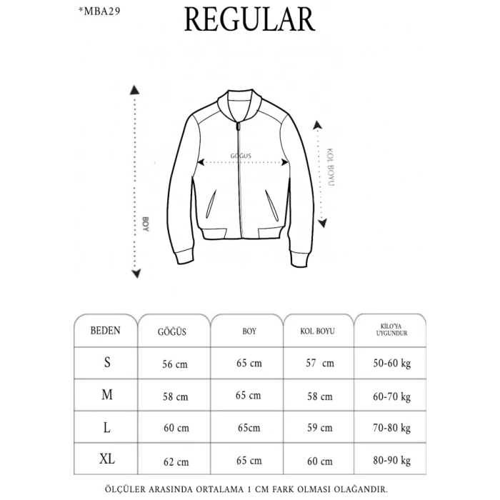 Unisex Uzun Kol Baskılı Bomber Ceket - Siyah