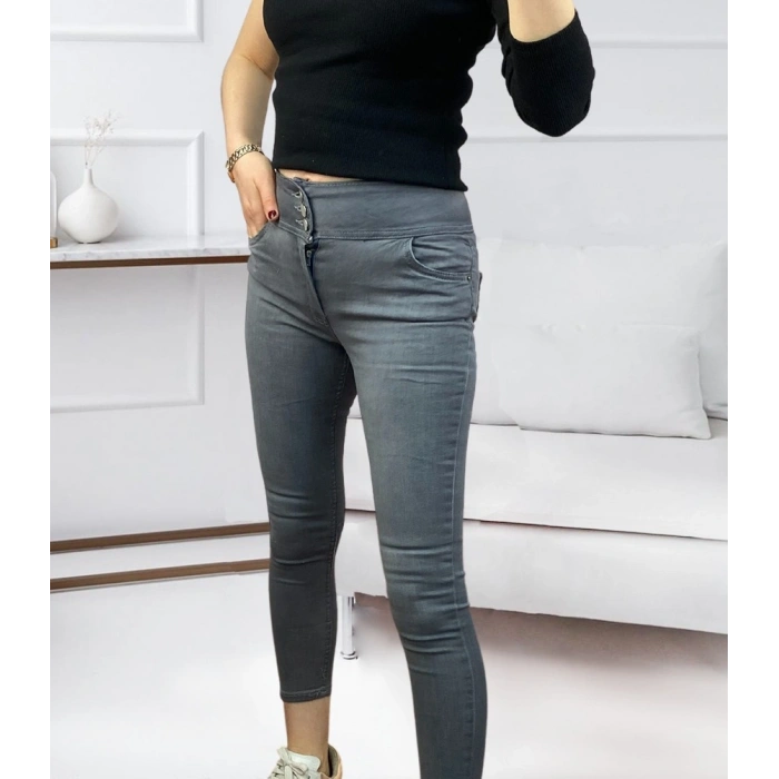 Yüksel Bel Likralı Kot Pantolon (Gri)