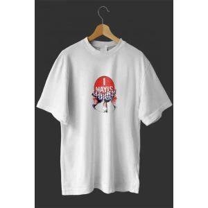 1 Mayıs Emek Ve Dayanışma Günü Baskılı Oversize Bisiklet Yaka T-shirt - Beyaz