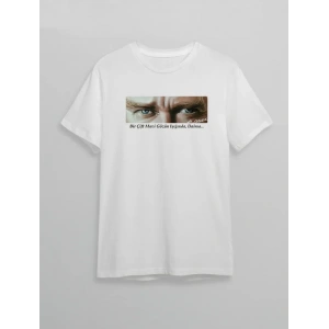 10 Kasım Atatürkü Anma Günü Baskılı Oversize Bisiklet Yaka T-shirt - Beyaz
