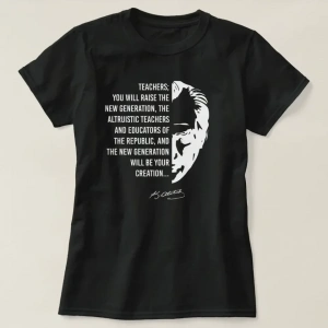 24 Kasım Öğretmenler Günü Temalı Baskılı Bisiklet Yaka T-shirt - Siyah