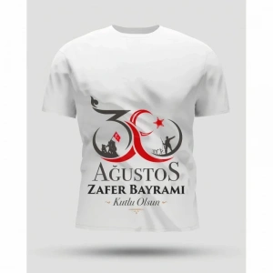 30 Ağustos Zafer Bayramı Baskılı Oversize Bisiklet Yaka T-shirt