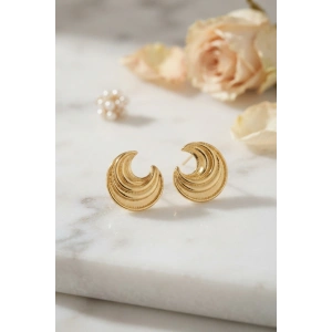 316L Çelik Gold Renk Ay Model Kadın Küpe - Lisinya