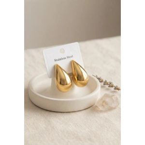 316L Çelik Gold Renk Damla Model Küpe - Lisinya