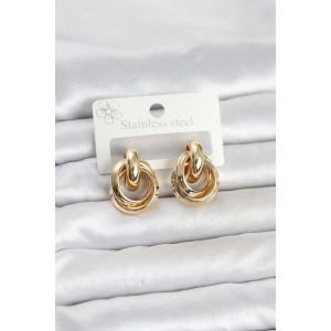 316L Çelik Gold Renk Halka Model Kadın Küpe - Lisinya