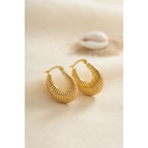 316L Çelik Gold Renk Halka Model Küpe - Lisinya