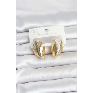 316L Çelik Gold Renk Midye Model Kadın Küpe - Lisinya