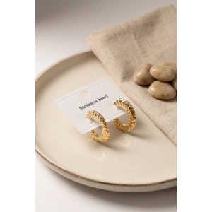 316L Çelik Gold Renk Yarım Halka Model Küpe - Lisinya