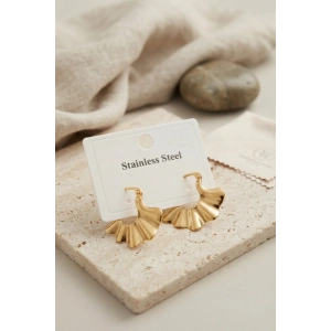 316L Çelik Gold Renk Yelpaze Model Küpe - Lisinya