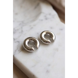 316L Çelik Gümüş Renk Çiftli Earcuff Küpe - Lisinya