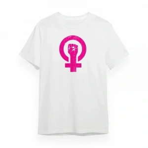8 Mart Dünya Kadınlar Günü Baskılı Oversize Bisiklet Yaka T-shirt - Beyaz