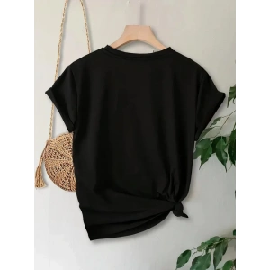 Anneler Günü Hediye Anne Temalı Baskılı Oversize Bisiklet Yaka T-shirt - Siyah