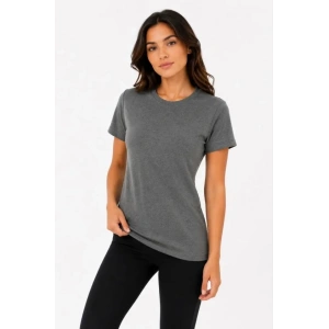 Basic Tişört Bisiklet Yaka Kısa Kol Günlük Yazlık Slim Fit T-Shirt - Antrasit
