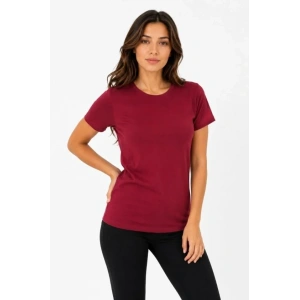 Basic Tişört Bisiklet Yaka Kısa Kol Günlük Yazlık Slim Fit T-Shirt - Bordo