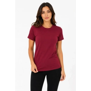 Basic Tişört Bisiklet Yaka Kısa Kol Günlük Yazlık Slim Fit T-Shirt - Bordo