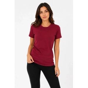 Basic Tişört Bisiklet Yaka Kısa Kol Günlük Yazlık Slim Fit T-Shirt - Bordo