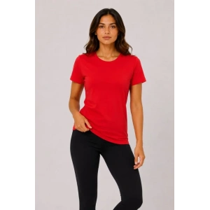 Basic Tişört Bisiklet Yaka Kısa Kol Günlük Yazlık Slim Fit T-Shirt - Kırmızı