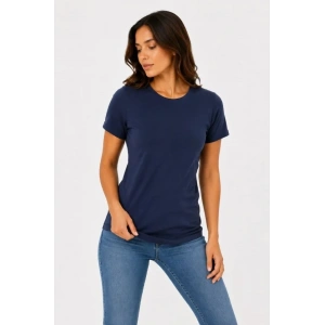 Basic Tişört Bisiklet Yaka Kısa Kol Günlük Yazlık Slim Fit T-Shirt - Lacivert
