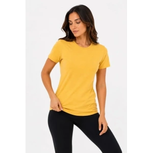 Basic Tişört Bisiklet Yaka Kısa Kol Günlük Yazlık Slim Fit T-Shirt - Sarı