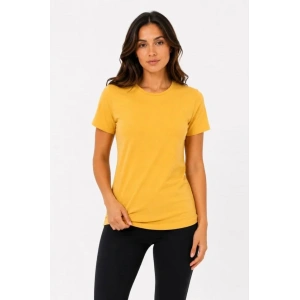 Basic Tişört Bisiklet Yaka Kısa Kol Günlük Yazlık Slim Fit T-Shirt - Sarı
