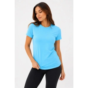 Basic Tişört Bisiklet Yaka Kısa Kol Günlük Yazlık Slim Fit T-Shirt - Turkuaz