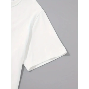 Baskılı Oversize Bisiklet Yaka T-shirt - Beyaz