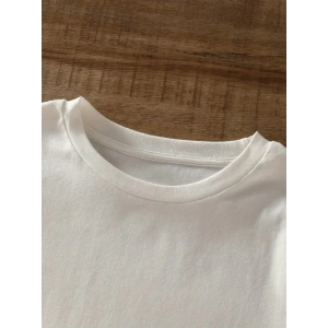 Baskılı Oversize Bisiklet Yaka T-shirt - Beyaz