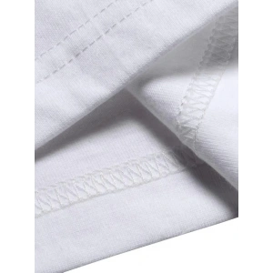 Baskılı Oversize Bisiklet Yaka T-shirt - Beyaz