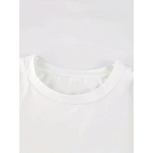Baskılı Oversize Bisiklet Yaka T-shirt - Beyaz