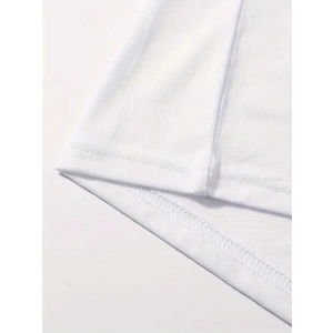 Baskılı Oversize Bisiklet Yaka T-shirt - Beyaz
