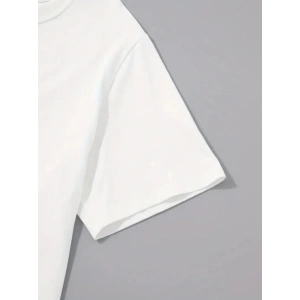 Baskılı Oversize Bisiklet Yaka T-shirt - Beyaz