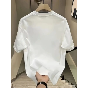 Baskılı Oversize Bisiklet Yaka T-shirt - Beyaz