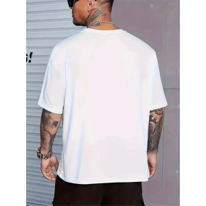 Baskılı Oversize Bisiklet Yaka T-shirt - Beyaz