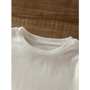 Baskılı Oversize Bisiklet Yaka T-shirt - Beyaz
