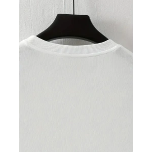 Baskılı Oversize Bisiklet Yaka T-shirt - Beyaz