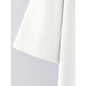Baskılı Oversize Bisiklet Yaka T-shirt - Beyaz