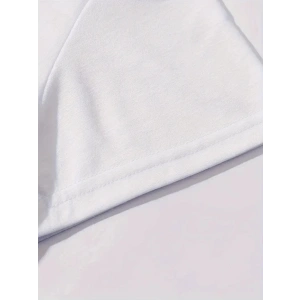 Baskılı Oversize Bisiklet Yaka T-shirt - Beyaz