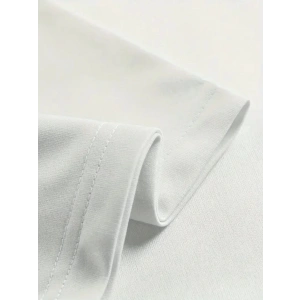 Baskılı Oversize Bisiklet Yaka T-shirt - Beyaz