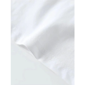 Baskılı Oversize Bisiklet Yaka T-shirt - Beyaz