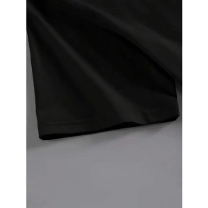 Baskılı Oversize Bisiklet Yaka T-shirt - Siyah