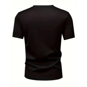Baskılı Oversize Bisiklet Yaka T-shirt - Siyah