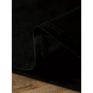 Baskılı Oversize Bisiklet Yaka T-shirt - Siyah