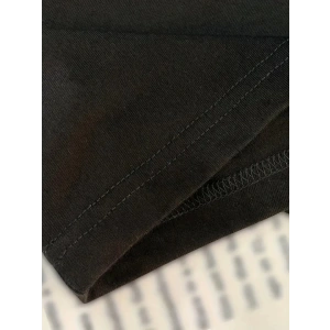 Baskılı Oversize Bisiklet Yaka T-shirt - Siyah