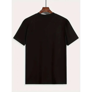 Baskılı Oversize Bisiklet Yaka T-shirt - Siyah