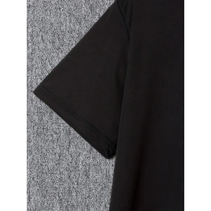 Baskılı Oversize Bisiklet Yaka T-shirt - Siyah