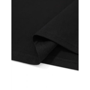 Baskılı Oversize Bisiklet Yaka T-shirt - Siyah