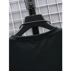 Baskılı Oversize Bisiklet Yaka T-shirt - Siyah